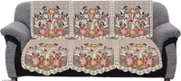 Dakshya Industries  White  Printed Cotton Sofa cover - Cotton, Floral Printed, Multipack 1